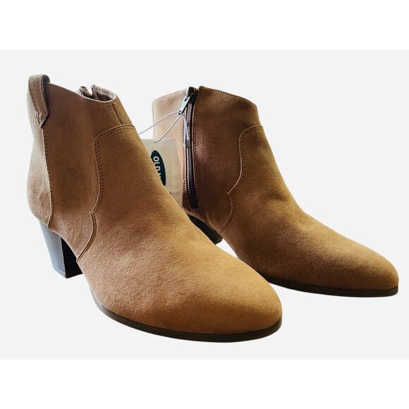 Old Navy Faux-Suede Booties for Women Tan Size 7 NWT Water & Stain Repellant - Picture 1 of 7